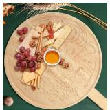 22 x 17 Inch Christmas Large Charcuterie Board Christmas Gifts with Placement Guide Wood Cutting Board with Handle Wood Serving Round Board for Food Meat Party Housewarming Food Gift