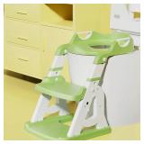 Potty Training Seat With Step Stool Ladder. Ideal Potty Training Toilet for Toddlers, Kids (Boys & Girls), Features Anti-slip Pads and Adjustable Sturdy Ladder for Long-term Use, Easy to Clean Grey