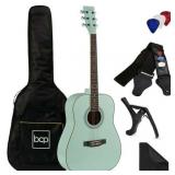 Best Choice Products 41in Full Size All-Wood Acoustic Guitar Starter Kit w/Gig Bag E-Tuner Pick Strap - Socal Green - Retail: $99.99