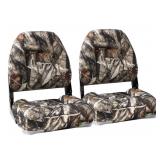 NORTHCAPTAIN Low Back Folding Fishing Boat Seat,Stainless Steel Screws Included,Camo,2 Seats