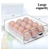 LOVEINUSA 12 Egg Container for Refrigerator, Clear Egg Organizer Egg Holder Egg Storage Container with Timing Scale Egg Fresh Storage Box