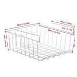 ASTOTSELL Under Shelf Storage Basket, 2-Pack Under Shelf Hanging Metal Wire Storage Basket Organizer for Kitchen, Office, Pantry, Bathroom, Cabinet, White