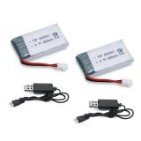 Tosiicop 3.7v Drone Lipo Battery - 2 Pack 650mAh Rechargeable Batteries for SYMA X5 Serial UVA Quadcopter Drones XH2.54 Connector with 2 Chargers SYMA X5C X5SW X5SC WLtoys V252 XT Flyer