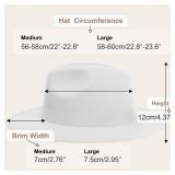 KUJUHA Fedora Hats for Mens/Womens Felt FedoraHats Two Tone Wide Brim Fedora Hats Rancher Hat White