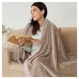 Exclusivo Mezcla Fleece Throw Blanket Extra Large, Super Soft and Warm Blankets for Couch, Sofa and Bed Waffle Textured, Cozy, Fuzzy and Lightweight (Camel, 50x70 Inches)