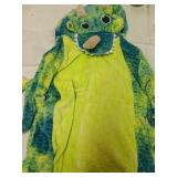 Loiahoer Unisex Triceratops Dragon Onesie Costume Pajamas Tie-dye,Halloween Cosplay Costume,Christmas Pajamas Hooded Zipper for Family,Cosplay Suit for Adults,Green,XL