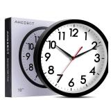 AKCISOT Wall Clock 10 Inch Silent Non-Ticking Modern Clocks Battery Operated - Analog Small Classic for Office, Home, Bathroom, Kitchen, Bedroom, School, Living Room(Black)