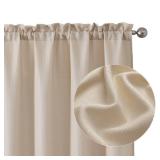 Chyhomenyc Linen Curtains 45 Inch Length 2 Panels, Faux Linen Textured Semi Sheer Light Filtering Soft Airy Rod Pocket Window Treatment Drapes for Living Room Bedroom, Each 30in Wx45 L