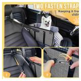 SlowTon Console Dog Car Seat - Portable Dogs Armrest Booster Seat for Small Dog, Anti-Collapse Pet Car Seat with Soft Cushion Safety Belt, Support Pet Up to 11lbs (Grey)