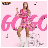 Spooktacular Creations Pink 70s Disco Costume Women, Hippie Costume Set for Halloween Costume Adult, Go Gorgeous Dress-M