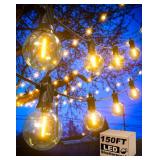 Zuske Outdoor String Lights, 150FT Patio Lights with 75 Shatterproof G40 Globe Bulb(3 Spare), Waterproof Connectable Dimmable LED Hanging String Lights for Outside Backyard Porch Balcony(2x75FT)