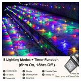 Joomer 12ft x 5ft 360 LED Christmas Net Lights, 8 Modes Bush Mesh Lights Connectable, Timer, Waterproof for Christmas Trees, Bushes, Garden, Outdoor Decorations (Green Wire, Multicolor)