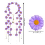 Sucrain 2pcs Flower Hippie Headband Floral Crown Summer Sunflower Hair Accessories for 70 s Bohemian Costumes Style (Beige+Purple)