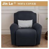 Jin Le Oversized Recliner Cover Extra Large 4 PCS Stretch Recliner Chair Cover 1 Seater Sofa Covers Soft Furniture Protector with Elastic Bottom and Ties for Kids Pet Friendly(Recliner, Light Beige)