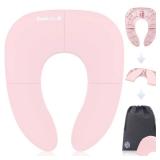 Jool Baby Folding Travel Potty Training Seat for Toddlers, Fits Round & Oval Toilets, Non-Slip Suction Cups, Includes Free Travel Bag (Pink)