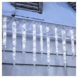 Minetom Icicle Lights Outdoor with Clips, 24.6ft 100 LED 20 Tubes Twinkling Crystal Icicle String Lights, Connectable Waterproof Hanging Icicle Christmas Lights Plug in for Eave Holiday Outdoor