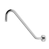 NearMoon J Shaped Shower Head Extension Arm, Stainless Steel Shower Head Height Extender with Flange, Riser Pipe Design for Cozy Shower Experience, Standard 1/2in Connection (16 Inch, Chrome Finish)