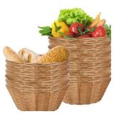 NDSWKR 16 Pack Wicker Bread Serving Baskets, 7 Inch Small Woven Bread Basket, Plastic Round Basket Empty for Food, Fruit, Kitchen, Restaurant, Centerpiece Display, Christmas