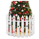 16in Fence for Christmas Tree,Extra Large 24pcs White Picket Fence for Chirstmas Tree,Plastic Christmas Tree Fence for Pets,Christmas Tree Fence for Kids,Craft Christmas Tree Patterns(16in Hx5 W Each)