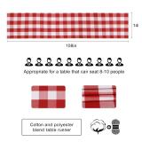 Buffalo Plaid Cotton Blend Table Runner,Buffalo Check Collection,Checkered Table Runner,Classic Farmhouse Table Runner,14x108-Red and White