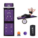 Extra Long Yoga Acupressure Mat Set,Massage Acupuncture Mat Large,Magnetic Mat Acupressure Body mat and Pillow for Neck Back Pain Relief(Purple)