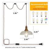 Plug in Pendant Light Industrial Pendant Lighting with Plug in Cord 9.8ft Hanging Lamps Clear Glass Shade ?Bronze Light Fixture for Living Room Kitchen Dining Room Bedroom