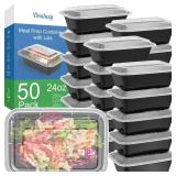 Dealusy 50 Pack (100-Piece) 24 oz Meal Prep Containers Reusable with Lids, Sturdy Leakproof & Food Safe, Microwave, Freezer, Dishwasher Safe Food Prep Containers, To Go Take Out Plastic Food Storage