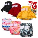 XPCARE 6 Pack Washable Female Dog Diapers - Reusable Doggie Diapers, Highly Absorbent Dog Diapers, Leak-Proof Puppy Diapers for Female Dog in Heat, Period, Incontinence (M)