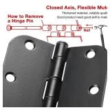 Black 30 Pack Rounded Matte Black Door Hinges 3.5 Inch 5/8in Radius Interior 3 1/2 Inch Flat Iron Bifold Residential Standard Bedroom Indoor for Doors 3 ½inx 3 ½in Hardware Controls