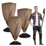 Brown 3 Pack 24? × 40? Reusable Warm Burlap Winter Plant Cover Bags with Drawstring Burlap Plant Covers Freeze Protection Large Plant Frost Cloth Cold Freeze Blanket Protecting Fruit Tree Potted Plan