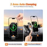 OBRFFE Wireless Car Charger Mount Auto Clamping, 15W Fast Charging Car Phone Holder Charger for Dash Windshield Vent for iPhone 16 15 14 13 12 Pro Max, Samsung Galaxy S24+ S23 Ultra S22 S21+