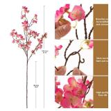 florisso Cherry Blossom Branches, Faux Peach Blossom Flowers, Artificial Plum Branches Real Touch Silk for Party Home Decor Wedding Arrangements (4PCS, Hot Pink, 41in)