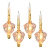 PASUTO 4 Pack Christmas Bubble Light Replacement Bulbs, Clear Vintage Christmas Bubble Light Night Light Bulbs with Gold Glitter Liquid for Christmas Decorations, E12 Candelabra Base, 5W