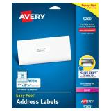 Avery Easy Peel Printable Address Labels with Sure Feed, 1in x 2-5/8in, White, 750 Blank Mailing Labels for Laser Printers (5260)