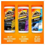 Armor All Protectant, Glass and Cleaning Wipes, Wipes for Car Interior and Car Exterior, 30 Count Each (Pack of 3)