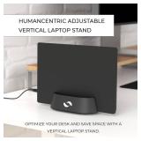 HumanCentric Laptop Holder Vertical Laptop Stand in Aluminum, Adjustable Holder and Dock, Laptop Vertical Stand Fits MacBook Pro and Other Laptops .5in to 1.5in, Upright Laptop Holder for Desk, Black