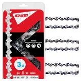 KAKEI 16 Inch Chainsaw Chain 3/8in LP Pitch .050in Gauge 56 Drive Links Fits Craftsman, Poulan, Ryobi, Echo, Greenworks and More- S56 (3 Chains)