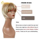 QUEENTAS Pixie Layered Short Blonde Wigs for White Women Black Women Synthetic Hair (Blonde Mixed Brown)