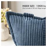 MIULEE Blue Corduroy Pillow Covers 20x20 inch with Splicing Set of 2 Super Soft Boho Striped Pillow Covers Broadside Decorative Textured Throw Pillows for Spring Couch Cushion Bed Livingroom