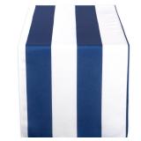 DII Cabana Stripe Outdoor Tabletop Collection, Stain/Wrinkle Resistant & Waterproof, Table Runner, 14x72, Nautical Blue