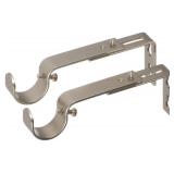 Ivilon Adjustable Brackets for Curtain Rods - for 1 or 1 1/8 Inch Rods. Set of 2 - Satin Nickel