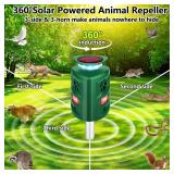 Solar Animal Repeller, 360Â°Ultrasonic Animal Repeller, Cat Repellent Outdoor, Dog Repellent, Motion Sensor & Flashing Light, Repel Dogs, Deer, Fox, Raccoon, Skunk, Rabbit, Squirrels, Coyote Deterre