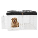 PJYuCien Dog Playpen Mesh Top Cover, Fits 24 Inch 8 Panels Regular Square Plastic Exercise Pet Pen, Adhesive Tape Connections, Black (Note: Cover Only, Playpen Not Included !!!)â¦