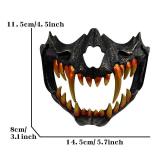 Japanese Half Mask - Black Tiger Mask,Ye Yaksha Dragon God Tengu Black Tortoise, Resin Skull Scary Horror Ninja Mask Costume Props