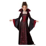 A ItVTi Vampire Costume for Girls Kid Halloween Carnival Fancy Black Dress for Cosplay, 5-6 Years(Tag 130)