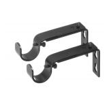 Ivilon Adjustable Brackets for Curtain Rods - for 7/8 or 1 Inch Rods. Set of 2 - Black