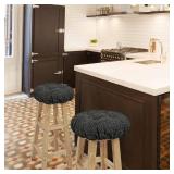 SINOSSO Modern Bar Stool Cushion Dia.12, Fashion Interweaving Design Anti-Skid Silicone Round Stool Seat Cushion Cover Padded (Black, S,1)