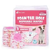 Pet Soft Disposable Dog Diapers - Female Dog Diapers with Adjustable Foam Tail Hole, Ultra Protection Puppy & Cat Diapers Wetness Indicator for Dogs in Heat or Incontinence, 50pcs (S+,Red)