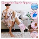 Pet Soft Disposable Dog Diapers - Female Dog Diapers with Adjustable Foam Tail Hole, Ultra Protection Puppy & Cat Diapers Wetness Indicator for Dogs in Heat or Incontinence, 50pcs (S+,Red)