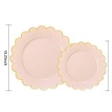 LIYH 60pcs Pink Plastic Plates with Gold, Disposable Plastic Plates Includes: 30 Pink Dinner Plates 10.25" and 30 Pink Dessert Plates 7.5" Gold Plastic Plates,Baby Shower Plates Daisy Plates